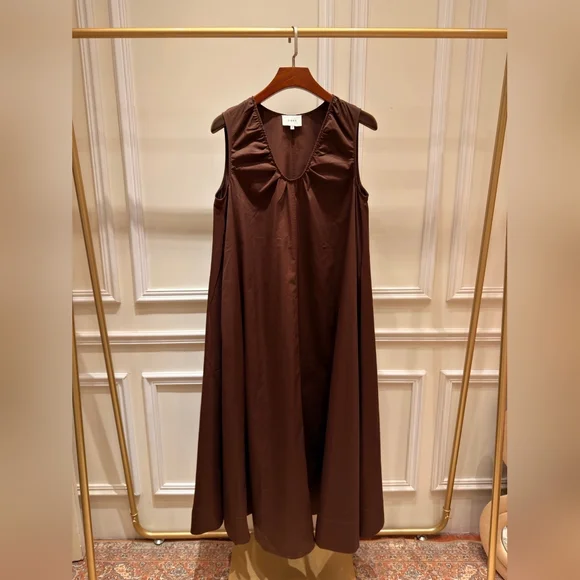 Dissh Gabby Bitter Choc Oversized Cotton Midi Dress - Picture 9 of 16